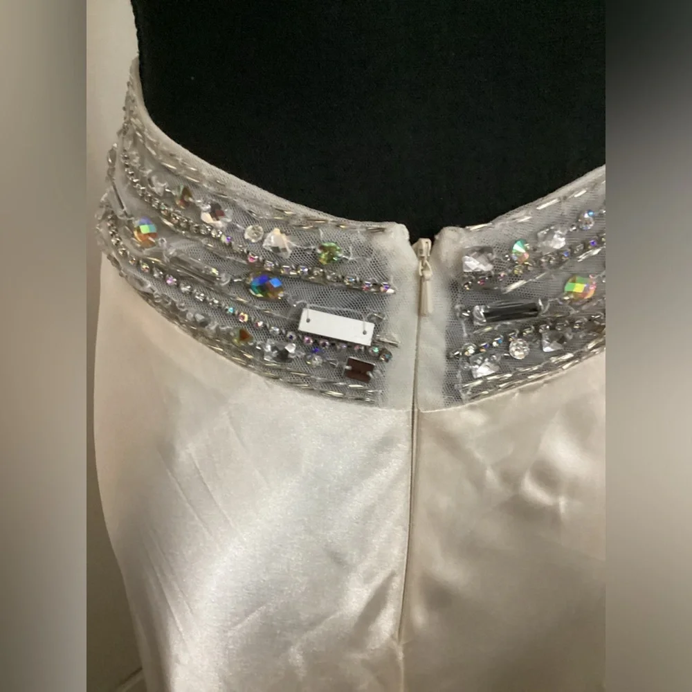David’s Bridal Charmeuse Dress w/Beaded Straps size 2